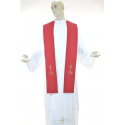 Stola sacerdotale bicolore 100% poliestere Bianco-Rosso