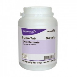 Suma Tab D4 Pastiglie, Disinfettante Battericida, Pro Formula Diversey, Baratt. da 300 Pastiglie